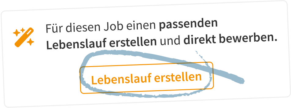 Lebenslauf erstellen Screenshot aus einer Stellenanzeige mit hervorgehobenem Button “Lebenslauf erstellen”, über den Nutzer einen passenden Lebenslauf für diese Stelle erstellen können